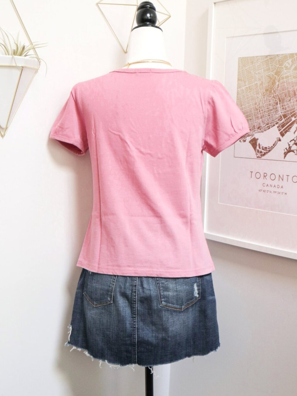 Y2K Baby Pink 69 Calligraphy Tee w/ Round Scoop Neck, Casual T Shirt, Script - Picture 2 of 7